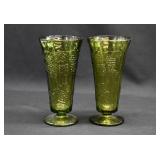 2 Indiana Glass COLONY HARVEST Avocado Green Vases