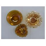 3 Vintage Marigold Carnival Glass Serving Bowls