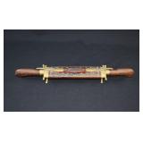Vintage Indian Wood & Brass Inset Carving Set