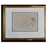 Renoir Original Restrike Etching-Femme Nue Couchee