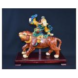 Antique Chinese Roof Tile- Warrior Riding a Tiger