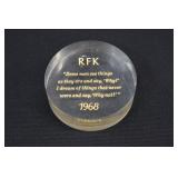 Robert F Kennedy Campaign Lucite Paperweight
