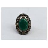 Green Onyx & Sterling Silver Statement Ring