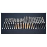 24-pc CIVIL WAR Era Pewter Inlaid Flatware Set