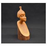 African Carved Teak Bust of Woman