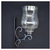 Huge Wrought Iron & Glass Candle Wall Sconce