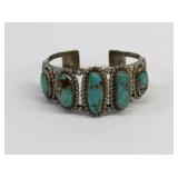 Hoskie Yazzie Navajo Turquoise & Sterling Cuff