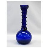 Egyptian Cobalt Spiral Stem Art Glass Vase