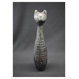 MCM Carved Mango Wood Bowling Pin Shaped Cat