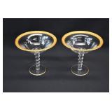 Pair MORGANTOWN Glass Gold Encrusted Compotes
