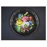 USSR Soviet Folk Art Toleware Painted Round Tray