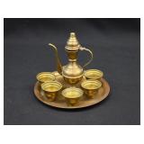 Miniature Egyptian Brass Dallah Coffee Pot Set