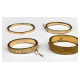 4 Antique Gold-Filled Hinged Bracelets