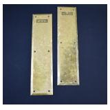 Pair Antique Heavy Brass PUSH Plates for a Door