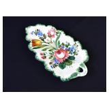 Handpainted Italian Majolica Leaf Dish 13 1/4"