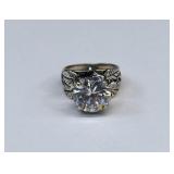 Israel Sterling Silver Lrg Colorless Gemstone Ring