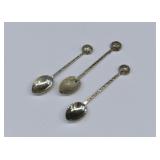 3 .800 European Silver Salt Cellar Spoons