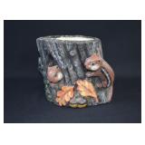 Vintage Ceramic Squirrel Tree Stump Planter