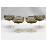 4 Mid-Century Smokey Grey Champagne Stems
