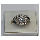 Clear & Blue Stone Sterling Silver Cocktail Ring
