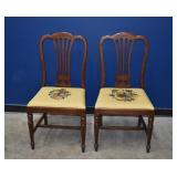 2 Victorian  Mahogany Needlepoint Seat Chairs