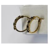 Diamond Sapphire Vermeil Sterling Silver Earrings