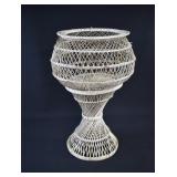 Antique Rattan White Wicker Floor Planter