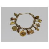 14kr Gold Christmas Charm Bracelet w/ 12 Charms