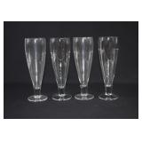 4 German Glass Pilsner Beer Footed Glasses