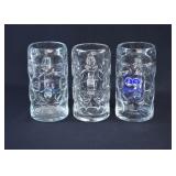 3 German 1liter Glass Pub Beer Steins