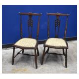 2 English ARTS & CRAFTS Carved Walnut Side Chairs