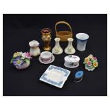 LOT- Group Belleek, Wedgwood & Moser Bud Vases
