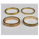 4 Antique Gold-Filled Hinged Bracelets