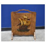 Carved Wooden Galleon Ship Fire Screen