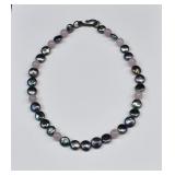 Peacock Coin Pearl & Quartz Beaded Necklace