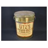 Vintage UTZ Potato Chip Tin Canister & Lid