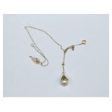 14kt Gold and Pearl Necklace (Tangled) 1.5 grams
