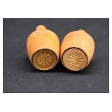 2 Primitive Floral Carved Wooden Butter Molds