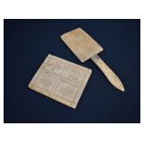 Wooden Butter Paddle "Scotch Hand" & Pat Stamp
