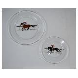 2-Zeppa Studio Hand Painted Race Horse Glass Plate