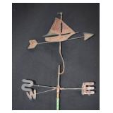 Antique Pressed Steel Sailboat Weather Vane