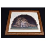Framed Signed EVONNE VEY Golden Retriever