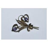 Sorrento Italian Sterling Silver Amethyst Brooch