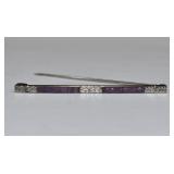 Sterling Silver Guilloche Enamel Bar Pin 3.5 grams
