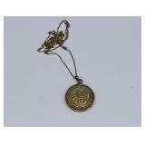 Chinese Sterling Silver LUCKY FU Pendant Necklace