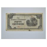 Japanese Invasion Currency 50 Centavos Banknote