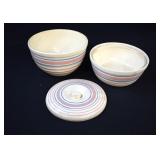3 McCoy Pink Blue Band Beehive Mixing Bowls