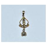 10kt Gold & Diamond Edwardian Lavalier Pendant