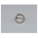 Sterling Silver Vermeil CZ Brooch