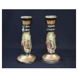 Chinese Export Satsuma Style Candlesticks
